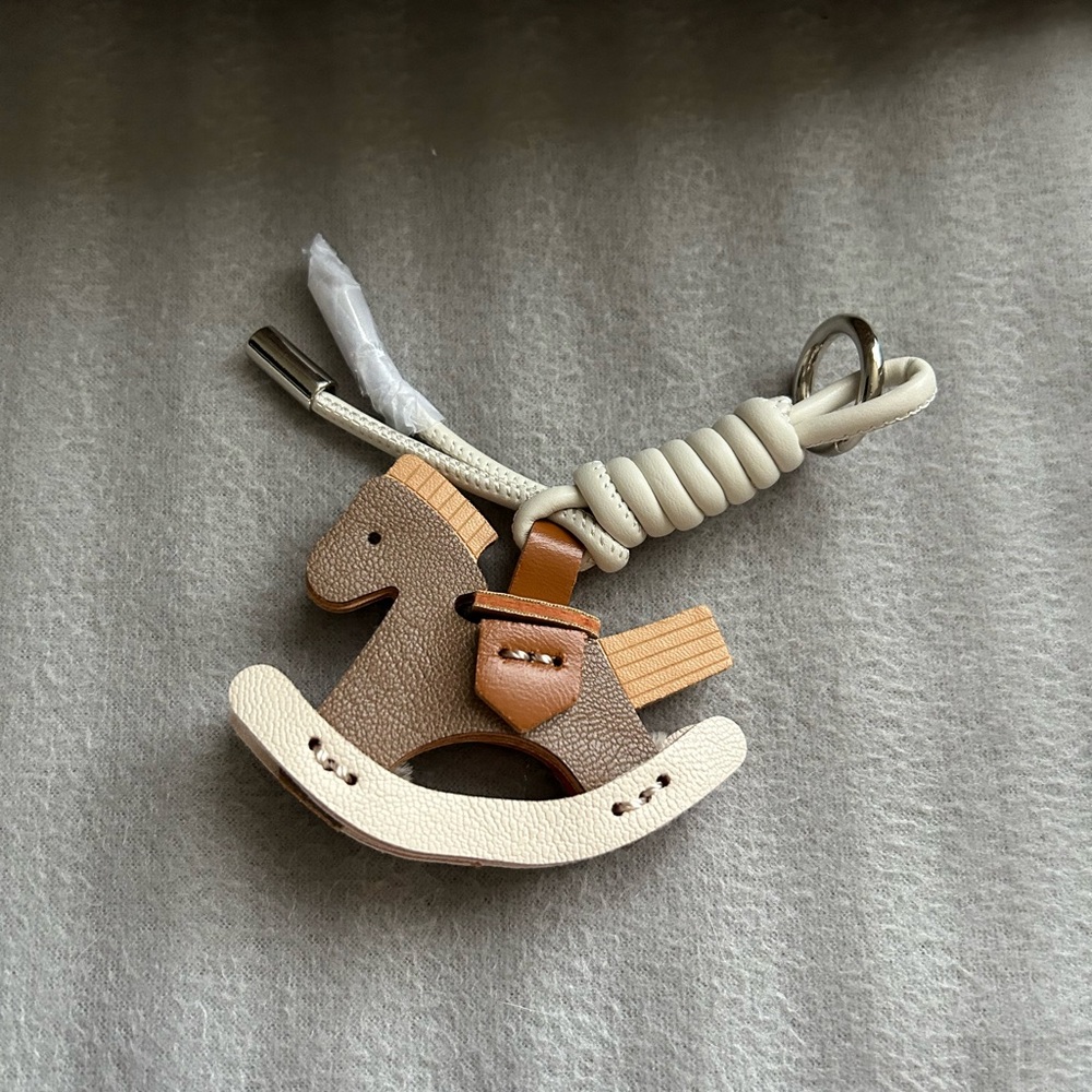 Brown and Cream Rocking Horse Keychain